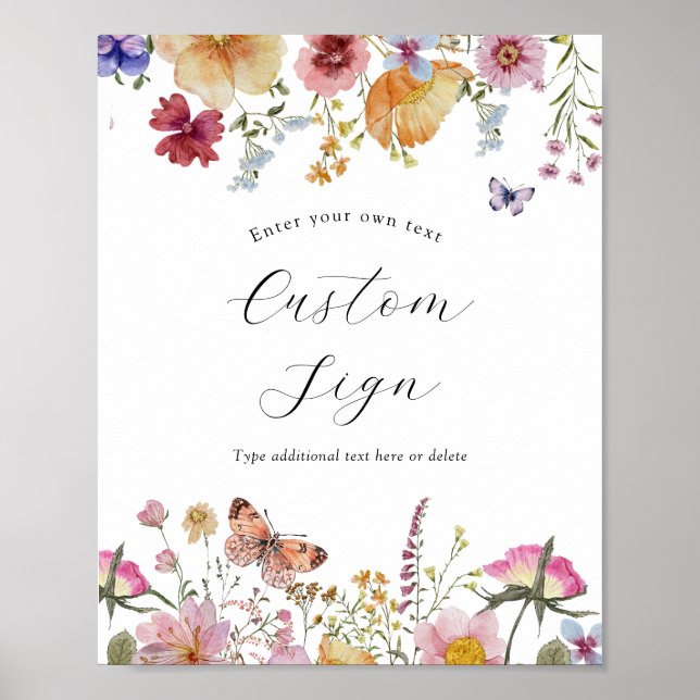 Póster Boho Wildflower y las mariposas Personalizado Rótu (Frente)