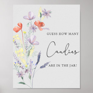 Póster Boho Wildflowers - Adivina cuántas caramelos juega