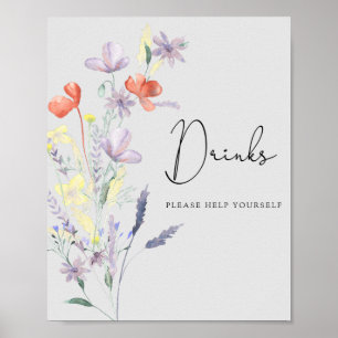 Póster Boho Wildflowers - Bebidas, sírvete tú mismo