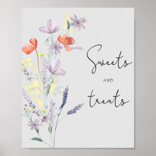 Póster Boho Wildflowers - Ducha para bebés con dulces y g