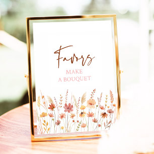 Póster Boho Wildflowers favorece el Rótulo de ducha de no