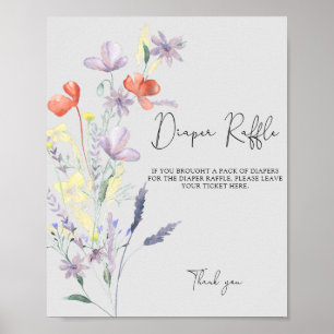 Póster Boho Wildflowers - Juego de poster de rifas de pañ