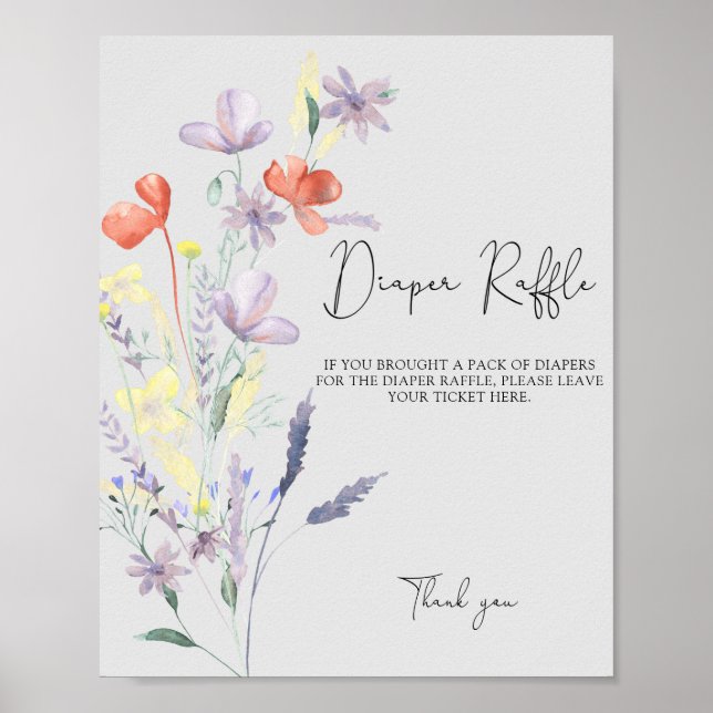 Póster Boho Wildflowers - Juego de poster de rifas de pañ (Frente)