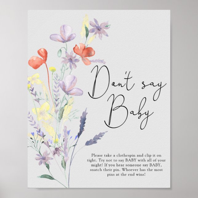Póster Boho Wildflowers - No digas bebé (Frente)