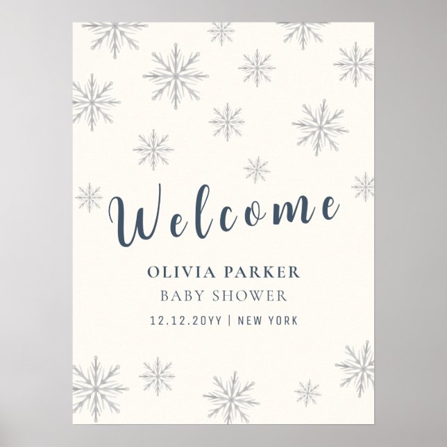 Póster Boho Winter Snowflake Poster de bienvenida de Baby (Frente)