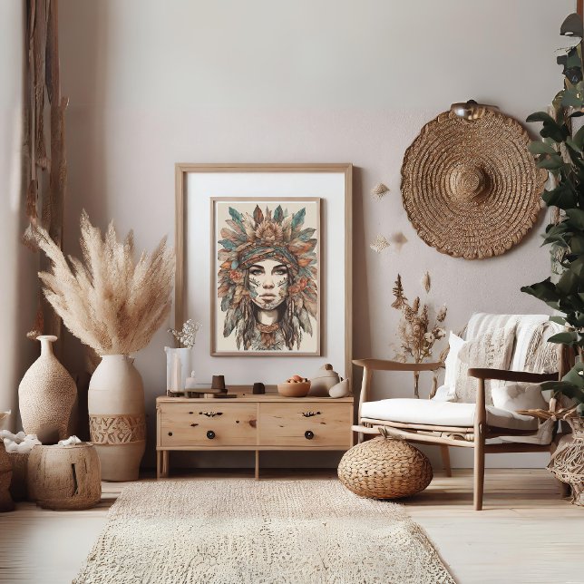 Póster Boho Woman Modern Art Poster (Boho Woman Modern Art Poster)