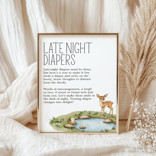 Póster Boho Woodland Animal Baby Shower Late Night Diaper (Subido por el creador)
