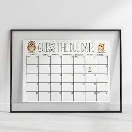 Póster Boho Woodland Animales Duermen Adivina Fecha de ve