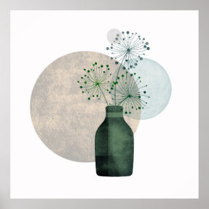 Póster Boho Zen Floral Dandelis En Una Botella