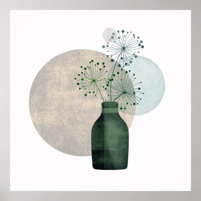 Póster Boho Zen Florales Dandeliones En Una Botella (Frente)