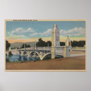 Póster Boise, ID - Vista del puente del río Boise