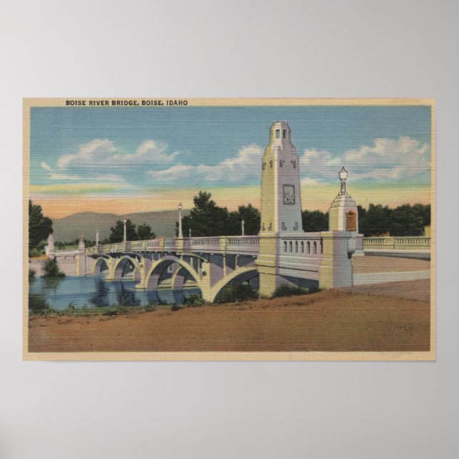 Póster Boise, ID - Vista del puente del río Boise (Frente)