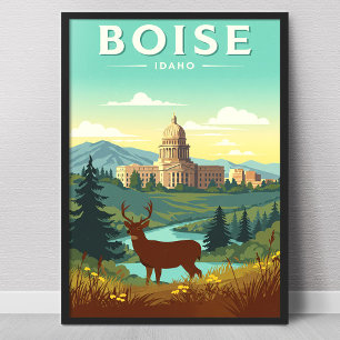 Póster Boise Idaho Antiguo