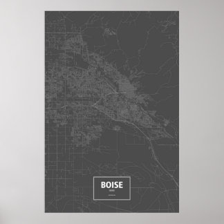 Póster Boise, Idaho (blanco sobre negro)