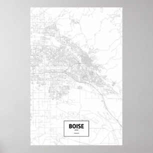 Póster Boise, Idaho (negro sobre blanco)