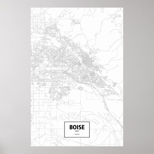 Póster Boise, Idaho (negro sobre blanco) (Frente)