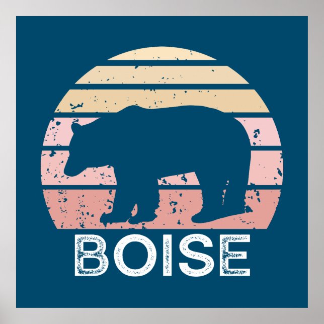 Póster Boise Idaho Retro Bear (Frente)