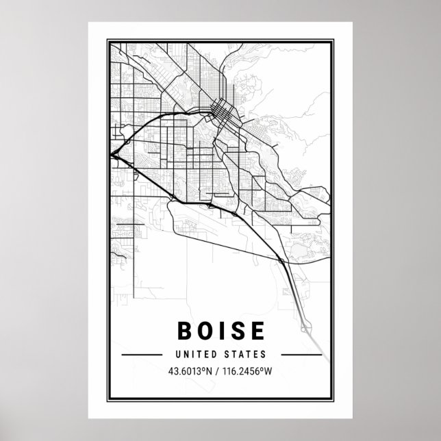 Póster Boise Idaho USA City Travel City Map (Frente)