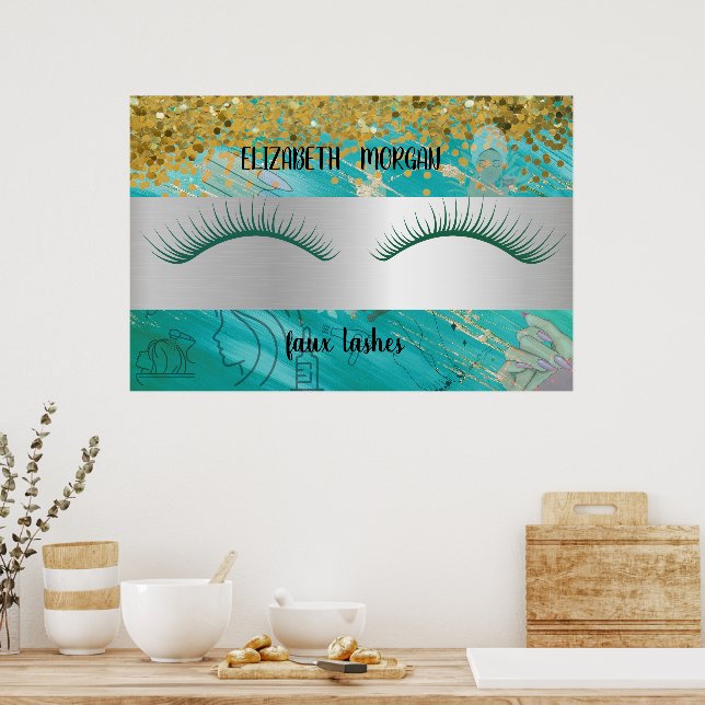 Póster Bokeh moderno, raya, pestañas postizas Po (Cocina)