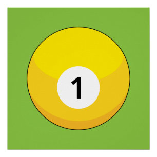 Póster Bola amarilla Billiard Número Uno