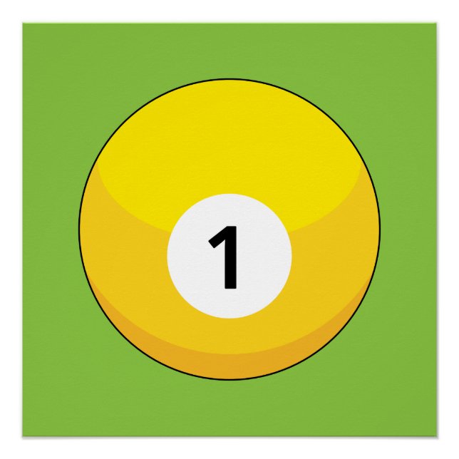 Póster Bola amarilla Billiard Número Uno (Anverso)