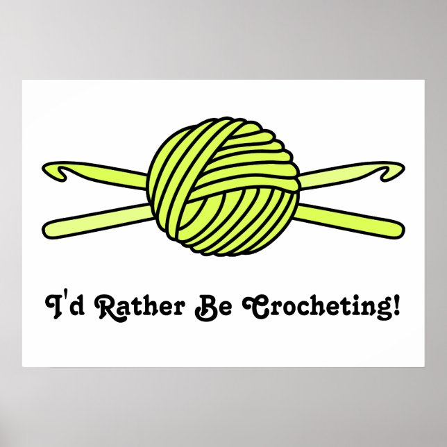 Póster Bola amarilla de Yarn y ganchos de crochet (Frente)