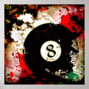 PÓSTER BOLA DE BILLAR NÚMERO 8