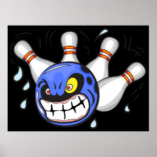 Póster Bola de Boliche Enojada, Deporte Divertido