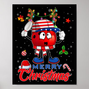 Póster Bola de bolos de reno Bandera americana árbol de N