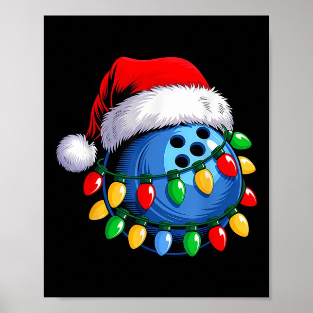 Póster Bola de bolos Navidades de Santa Hat Bowling (Frente)