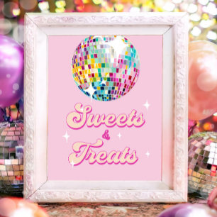 Póster Bola de discoteca de dulces y golosinas Cumpleaños
