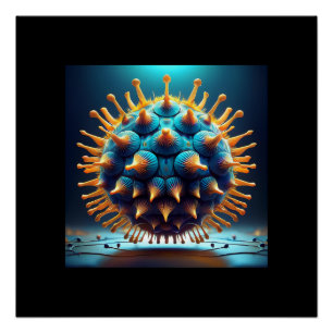 Póster Bola de Esporas Azul y Amarilla