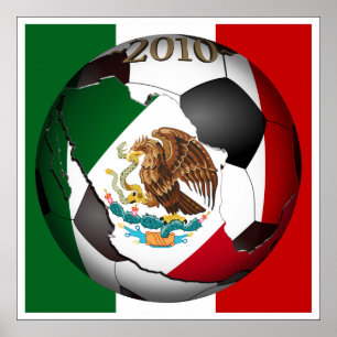 Póster Bola de fútbol 2010 - México