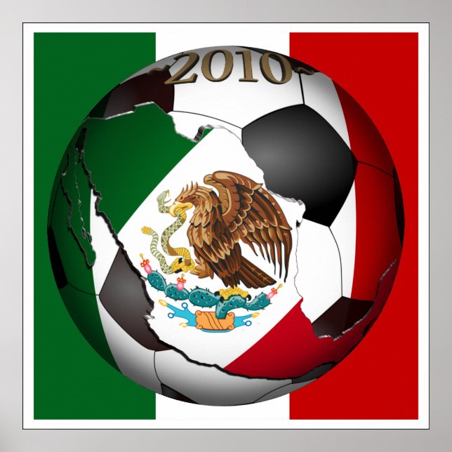 Póster Bola de fútbol 2010 - México (Frente)