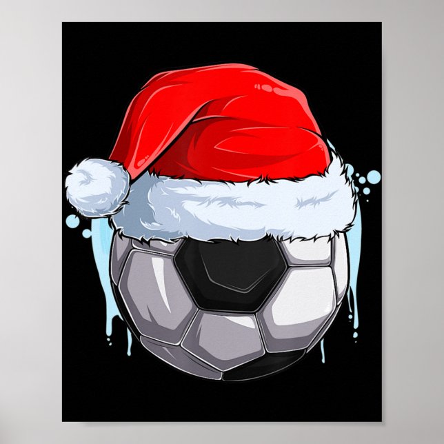 Póster Bola de fútbol navideña navidad en Santa Clau (Frente)
