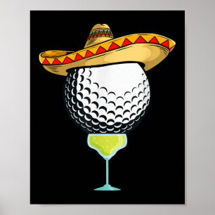 Póster Bola De Golf Cinco De Mayo Con Sombrero Y Margarit