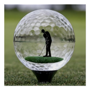 Póster Bola de Golf de Vidrio con Golfista Dentro,