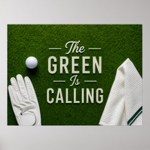 Póster Bola de golf en green de putting para golfista 