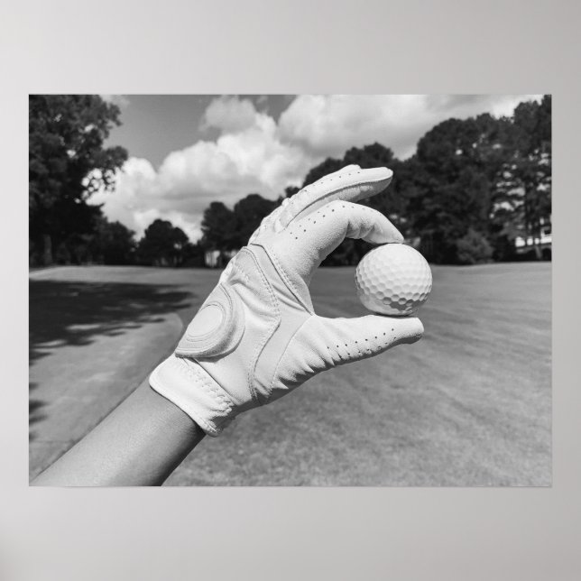 Póster Bola de Golf Glove Holding en Fairway (Frente)