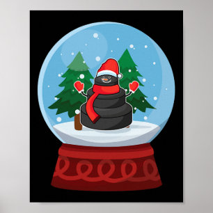 Póster Bola de Nieve de Navidad Hockey sobre Hielo Muñeco