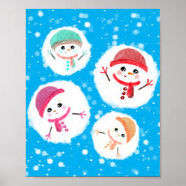 Póster bola de nieve y azul Snowman