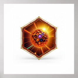 Póster Bola de Plasma Colorida que Emite Rayos