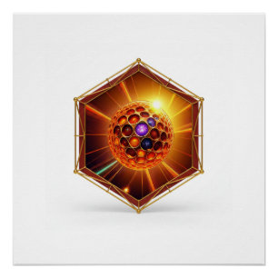 Póster Bola de Plasma Colorida que Emite Rayos