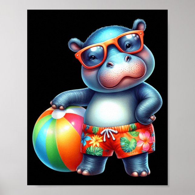 Póster Bola de playa de vacaciones de verano adorable (Frente)