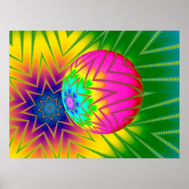 Póster Bola de Purpurina Fractal (Frente)