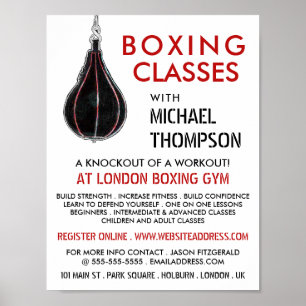 Póster Bola de velocidad, anuncio de clase de boxeo