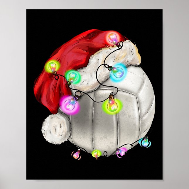 Póster Bola de voleibol con Navidades de Santa Hat niños (Frente)