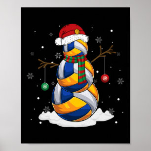Póster Bola de voleibol Snowman Santa Hat Navidades Pajam