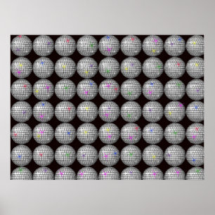 Póster bola disco y estrellas