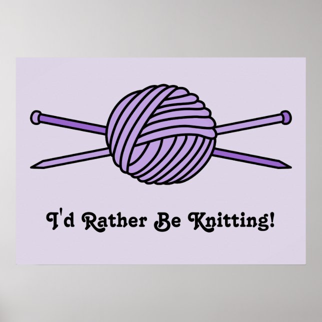 Póster Bola morada de yartán y agujas de punto (Frente)